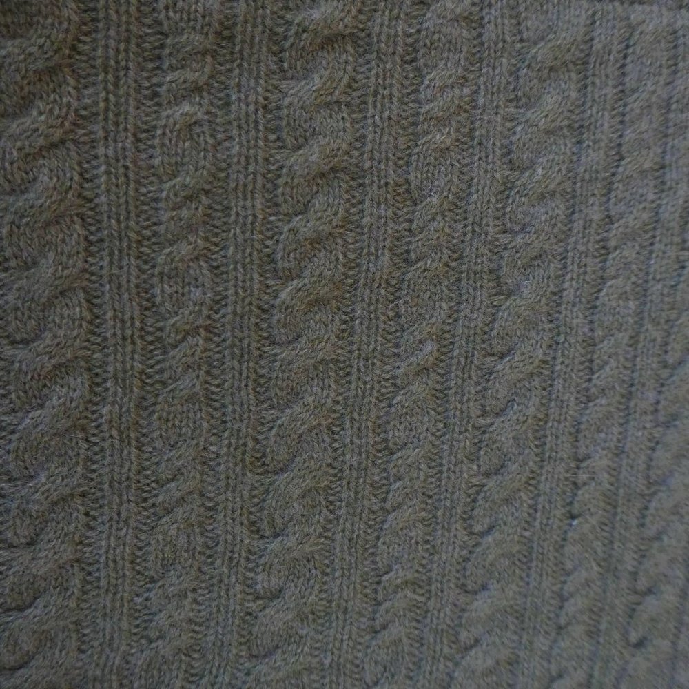 Kenar Pure Cashmere Cardigan 3D Cable Knit Green Open Front Wide Bell Sleeves M - Picture 3 of 8